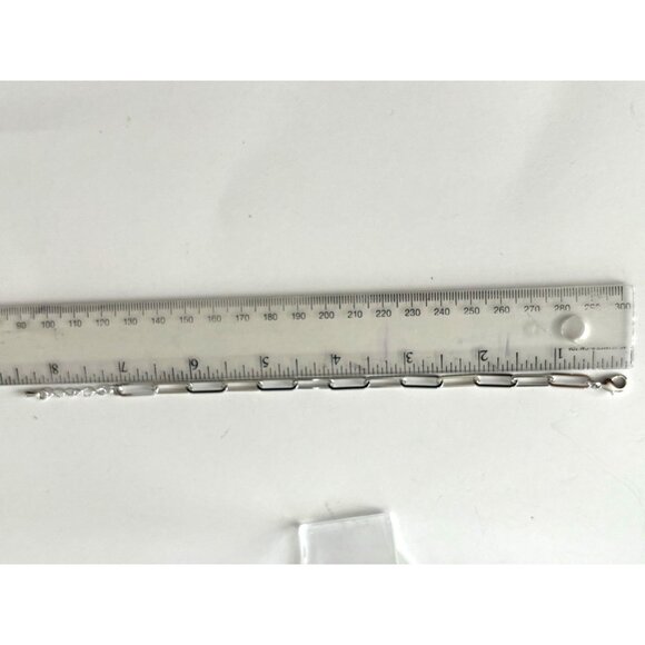 Silver Paperclip Chain Bracelet With Lobster Clasp - Picture 4 of 5